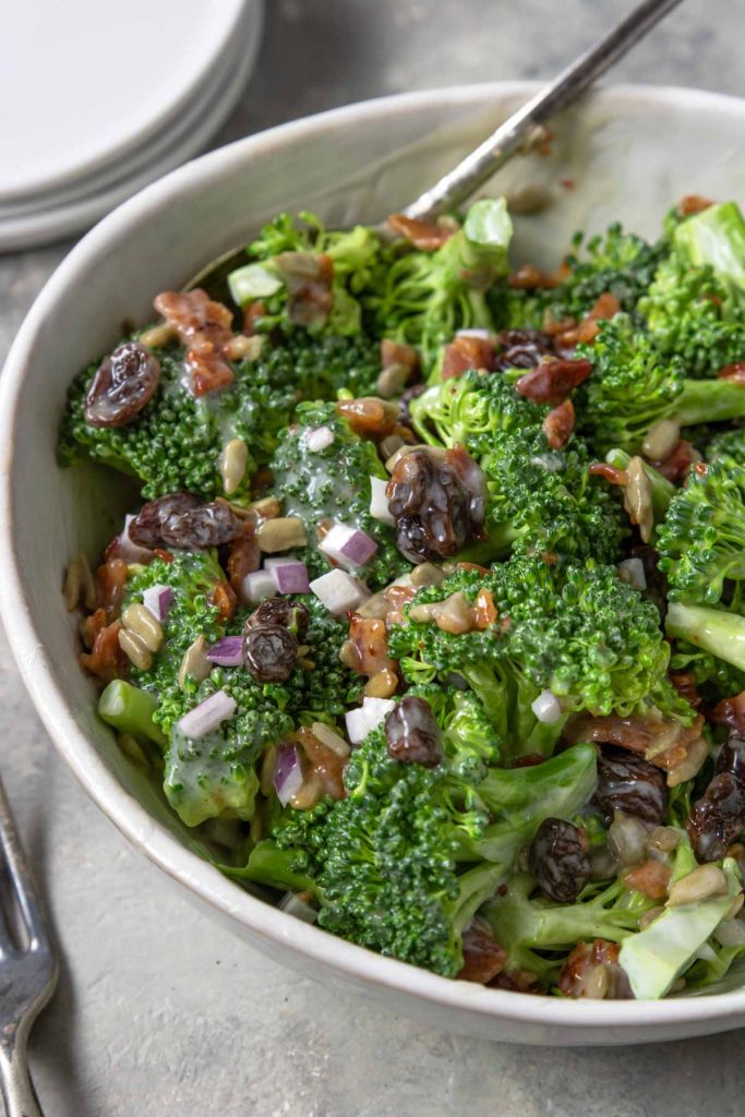 Broccoli Bacon Salad in a bowl