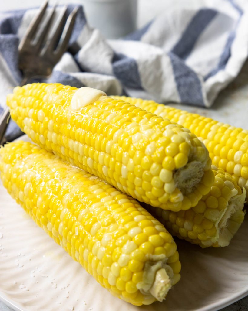 Fresh corn on the cob cooked in the Instant pot