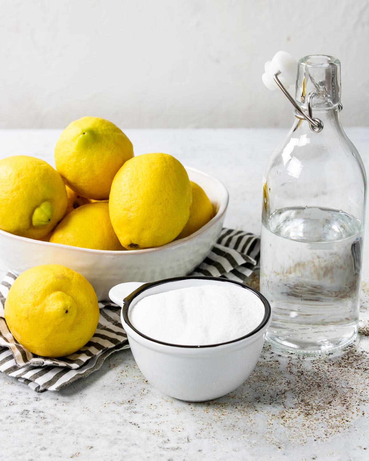 Fresh lemonade ingredients - lemons, sugar, water