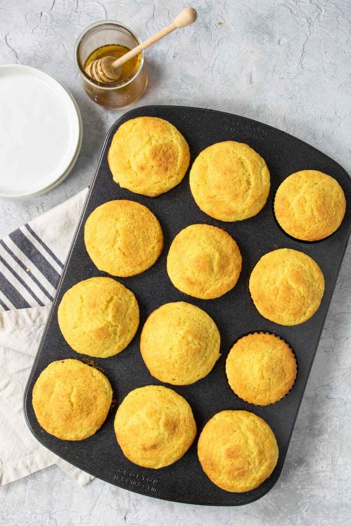 sweet cornbread muffins in a muffin tin