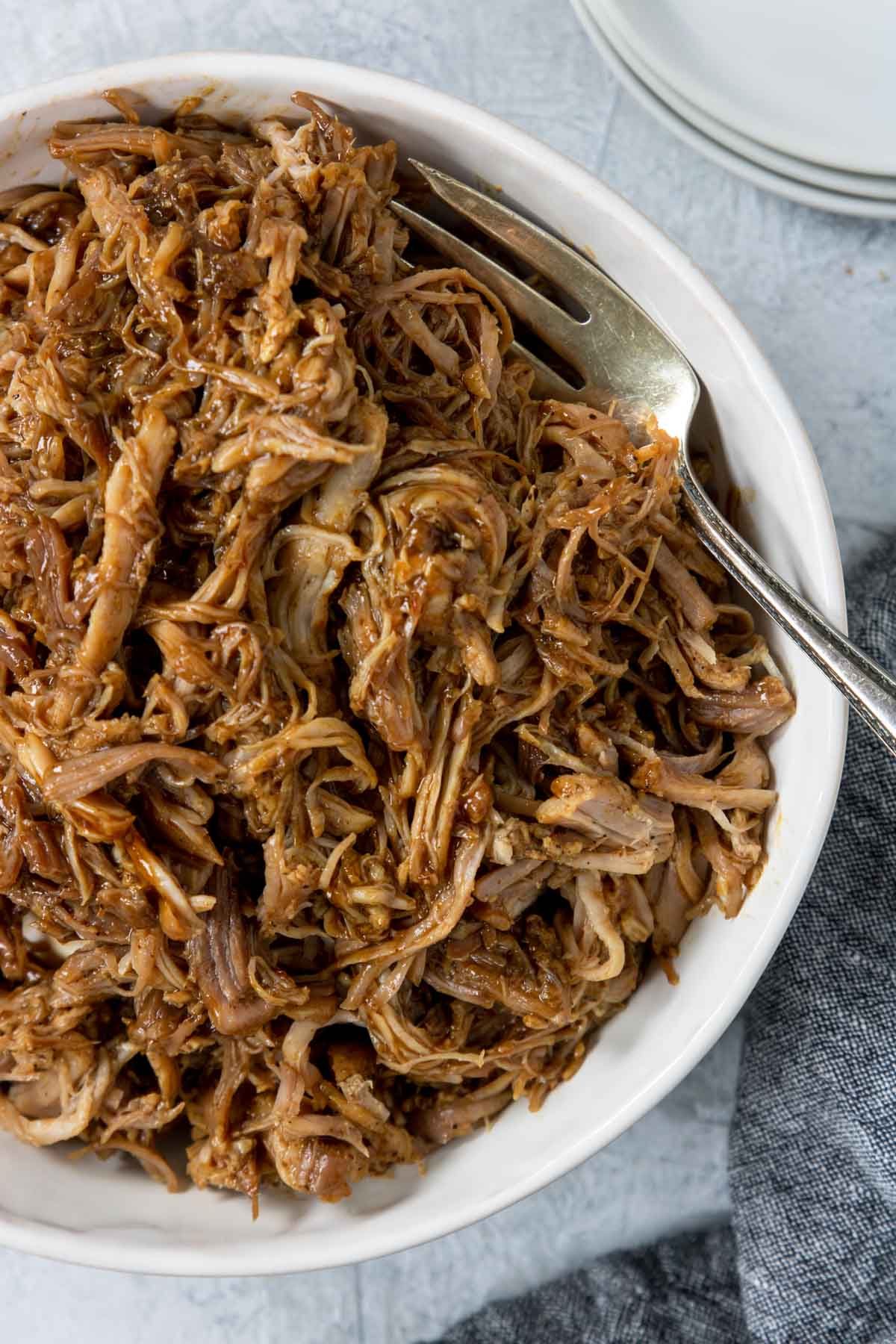 Pulled pork tossed with bbq sauce