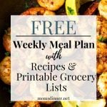 free weekly meal plan with a photo of shrimp in the background