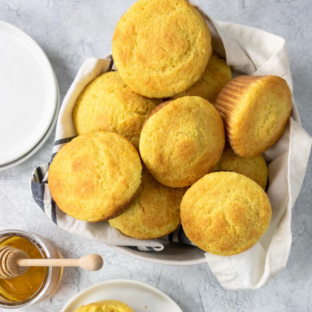 basket of corn muffins