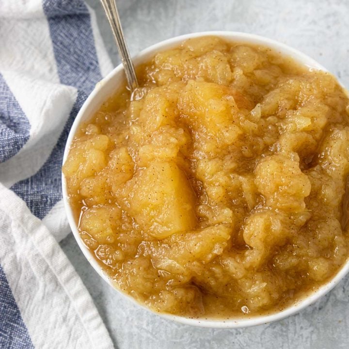 Homemade Instant Pot Applesauce in a white bowl