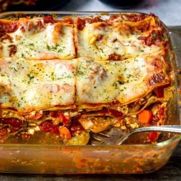 Veggie Lasagna Recipe in an 8x8 or 9x9 pan