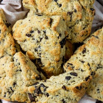 Chocolate Chip Scones in a basket