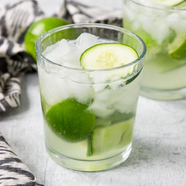Refreshing cucumber lime margarita in a glass