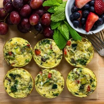 healthy breakfast egg cups on a cutting board