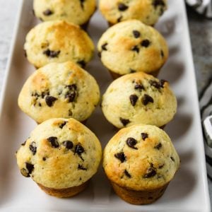 two rows of chocolate chip muffins
