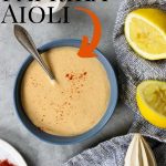 Smoked Paprika Aioli in a bowl with pinterest text