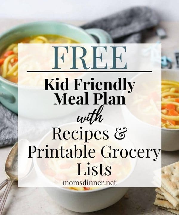 kid friendly meal plan image with text