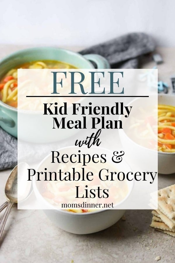 kid friendly meal plan image with text