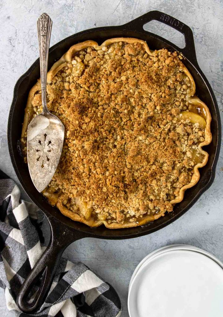 Skillet Apple Pie in a cast iron skillet