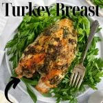 herb butter roasted turkey breast with pinterest text