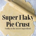 pie crust dough rolled out with pinterest text overlay