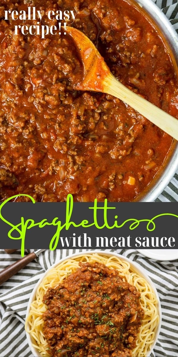 Spaghetti with Simple Meat Sauce with jarred marinara