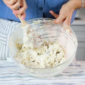 Cream Cheese Chicken filling being mixed together