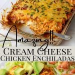 enchilada recipe photos with pinterest text