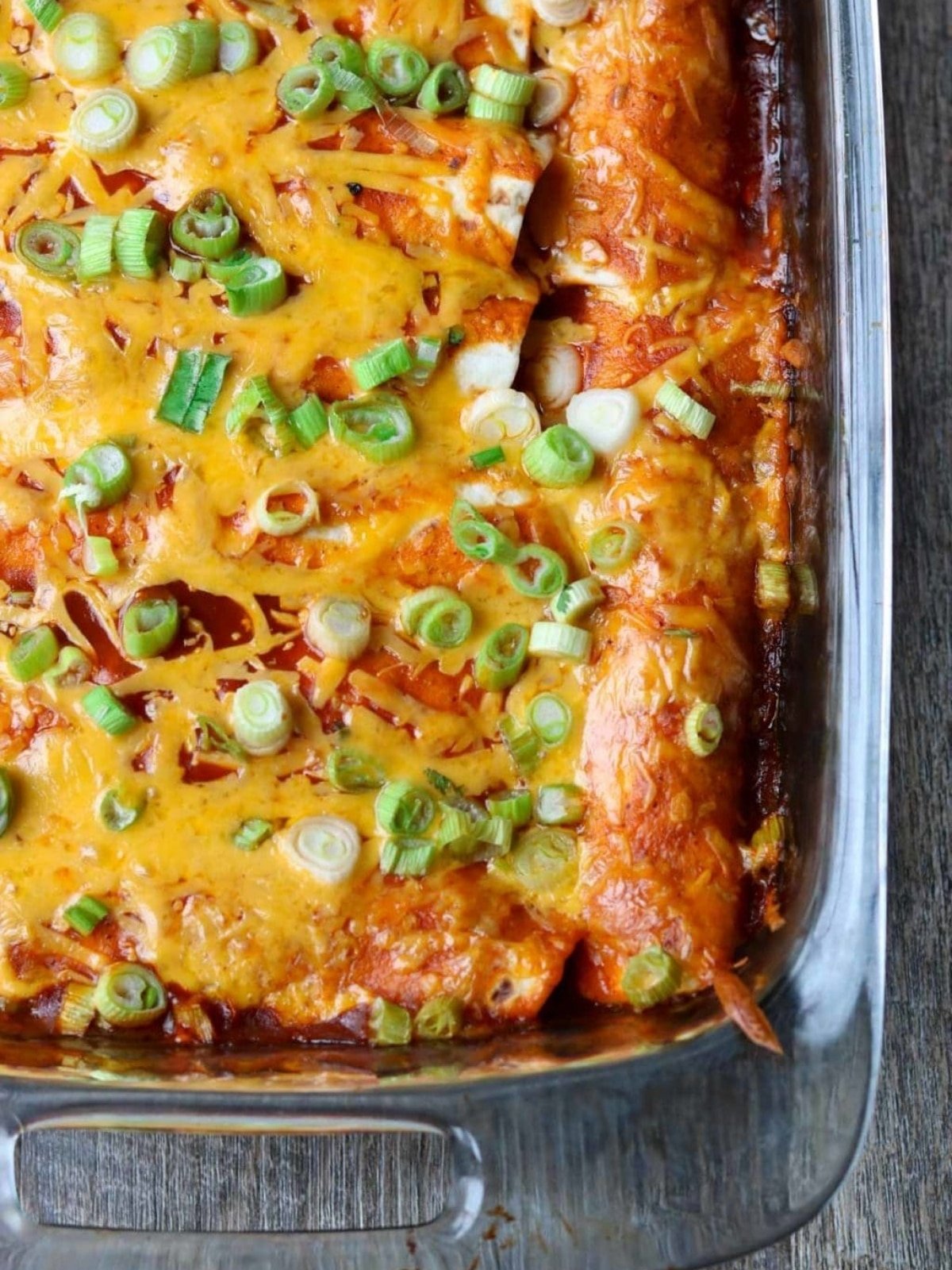 chicken enchiladas in a pan