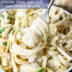 Instant Pot Chicken Alfredo pin image with text overlay