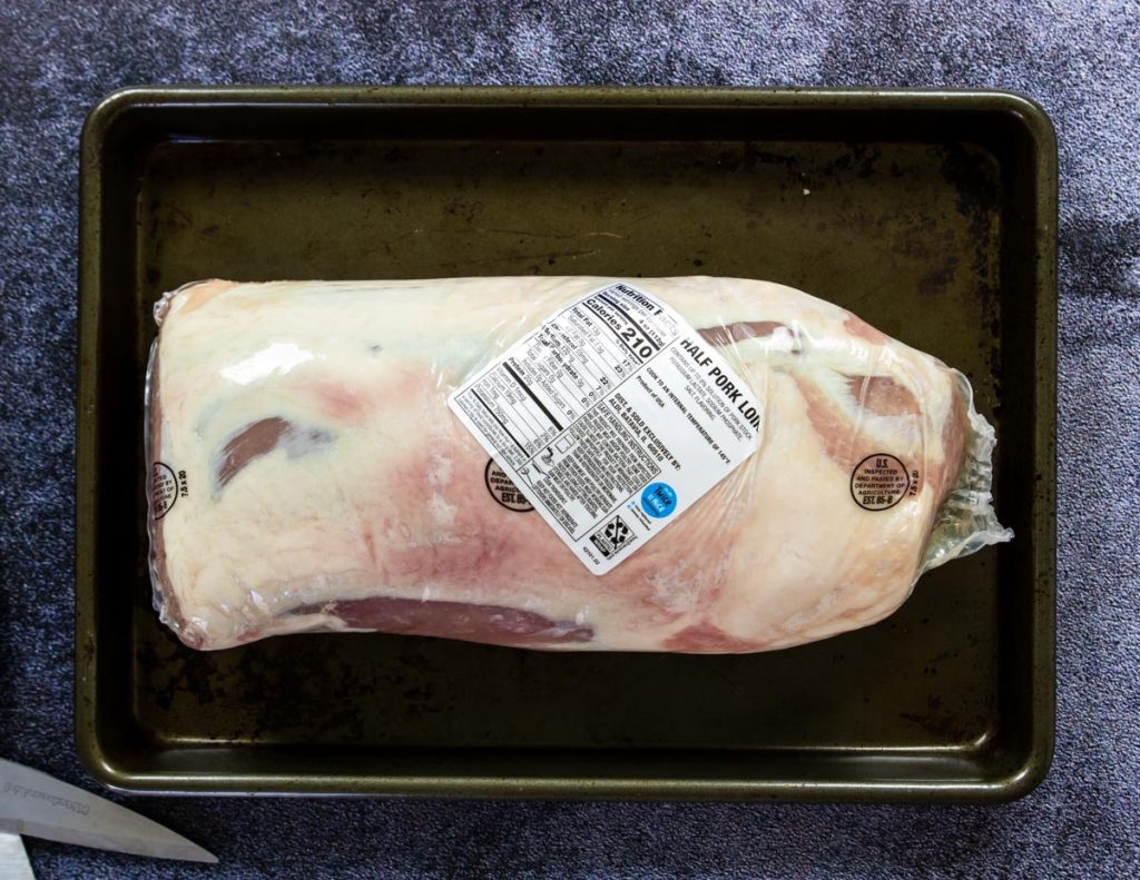 raw pork loin in a package