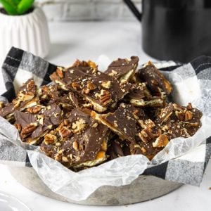 saltine cracker toffee in a bowl