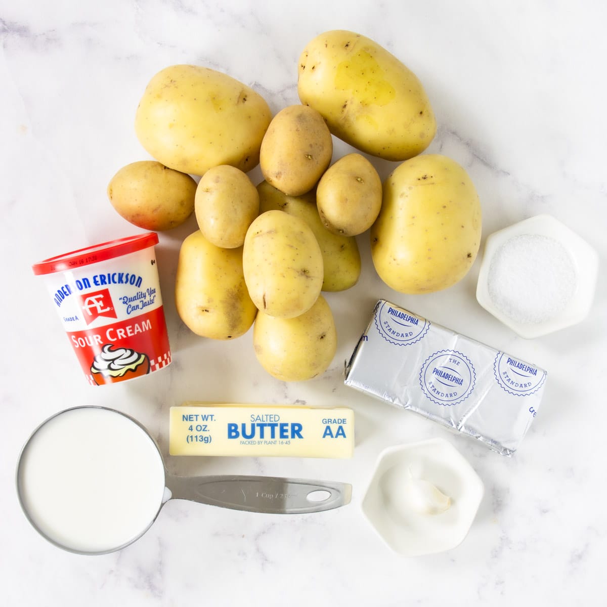 ingredients for perfect yukon gold mashed potatoes
