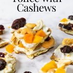 pinterest image with text for white chocolate toffee
