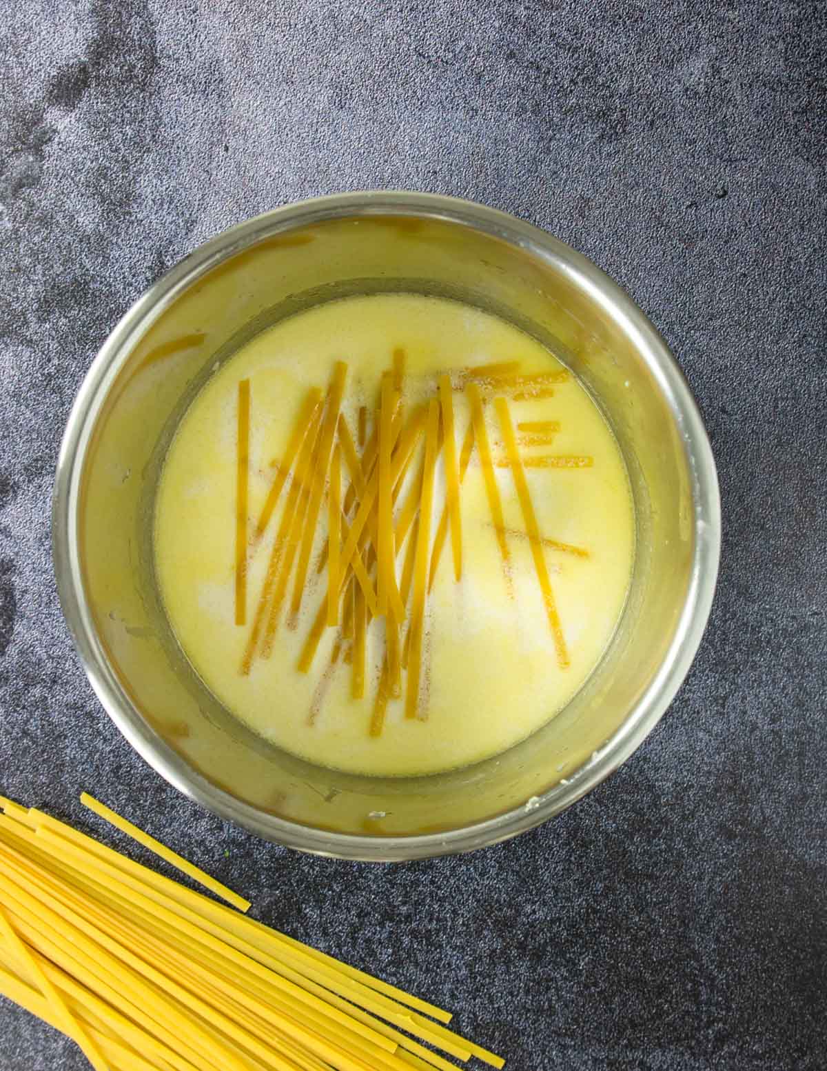 fettuccine in the Instant Pot with liquid
