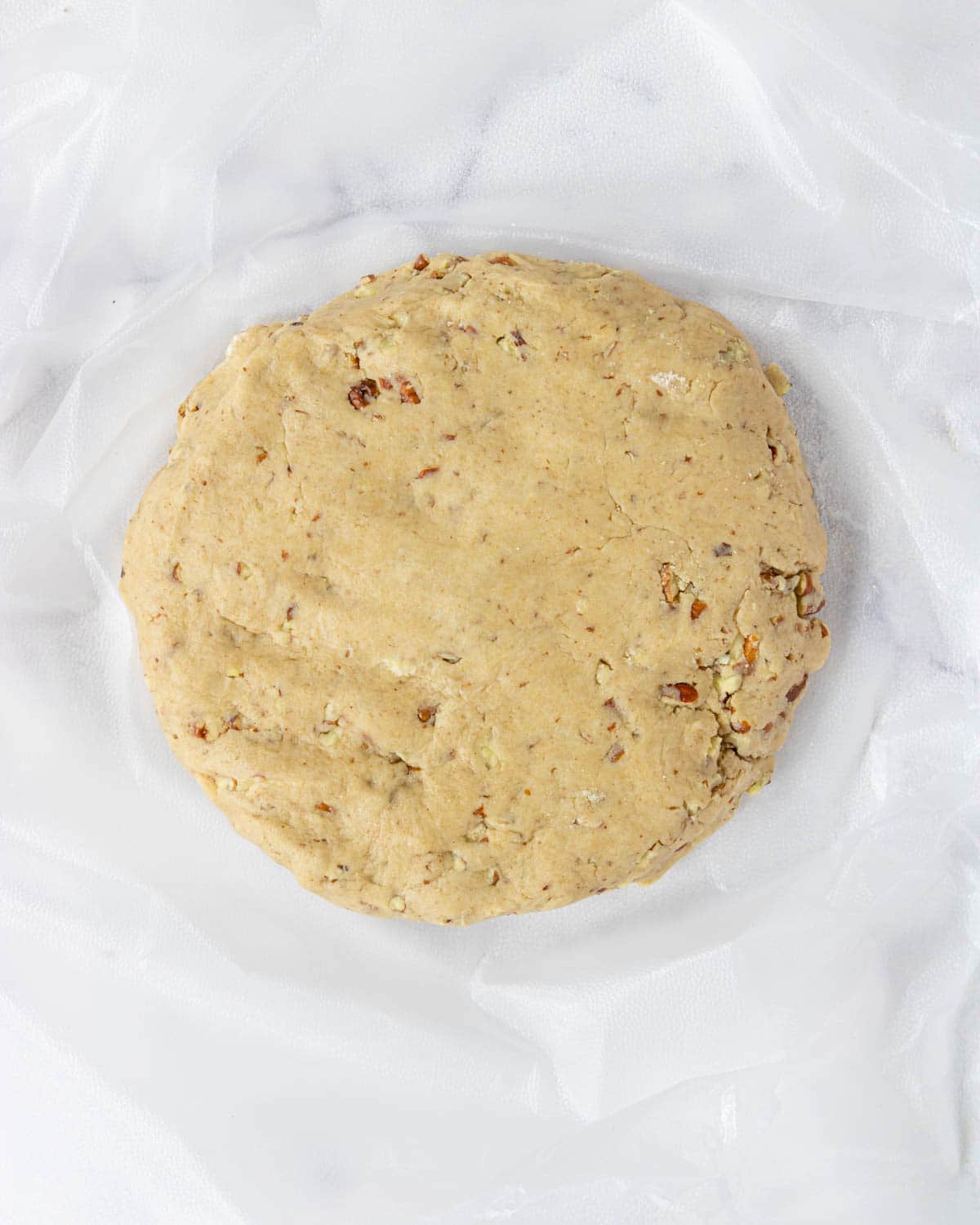 disk of pecan cookie dough