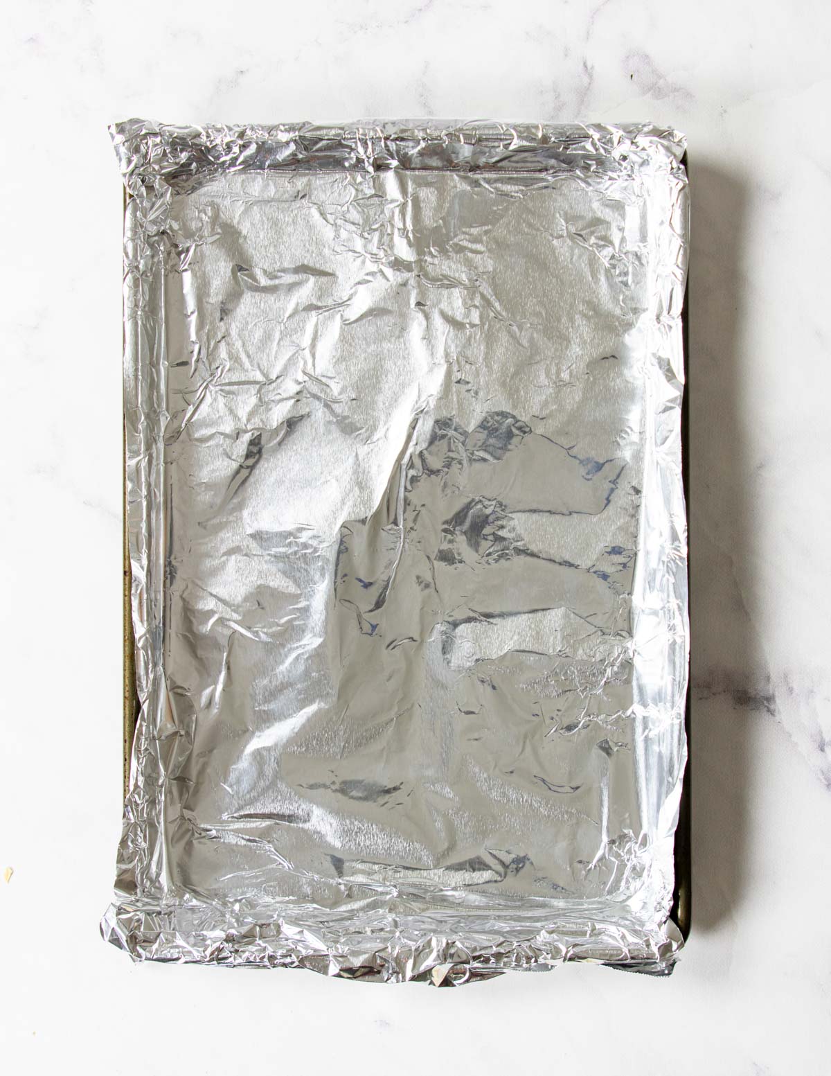 rimmed baking sheet with foil