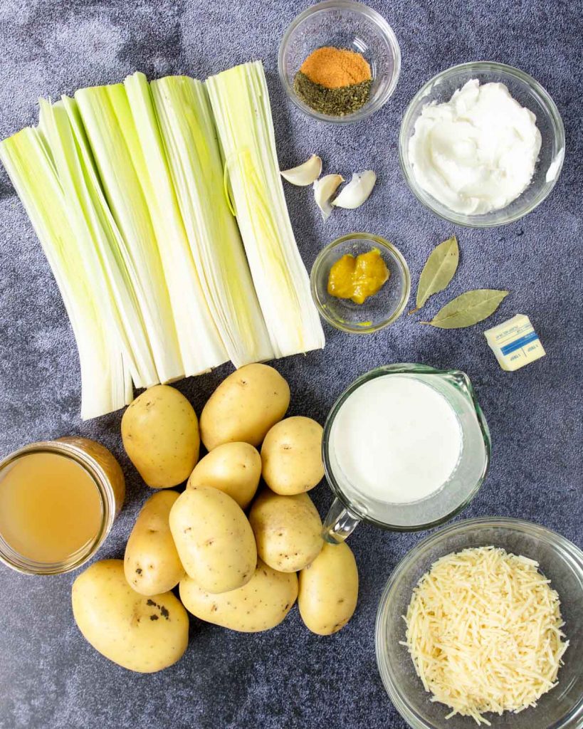 ingredients to make potato leek soup