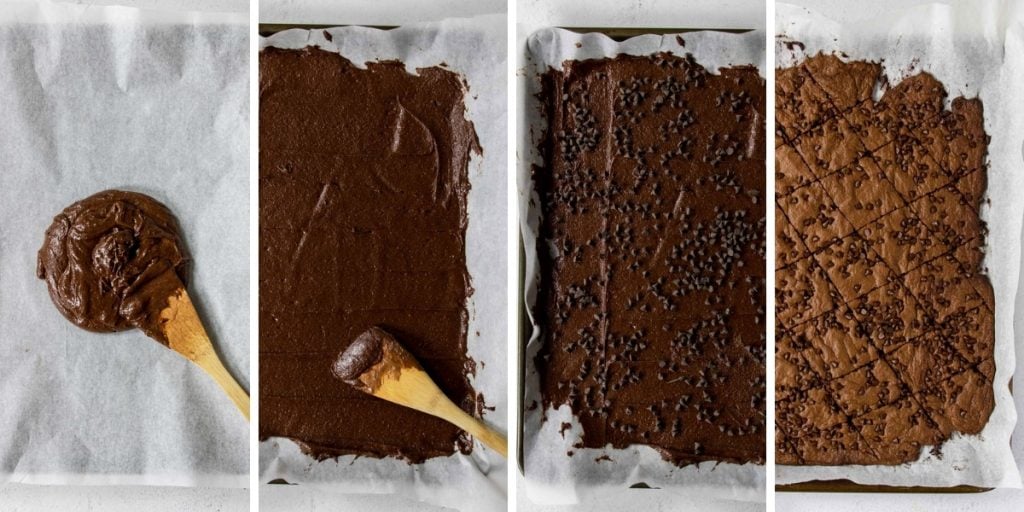 four steps for making crispy brownie brittle