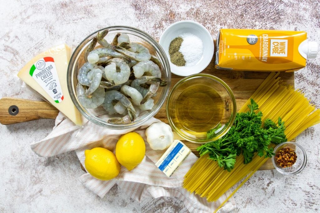 ingredients for shrimp scampi linguine