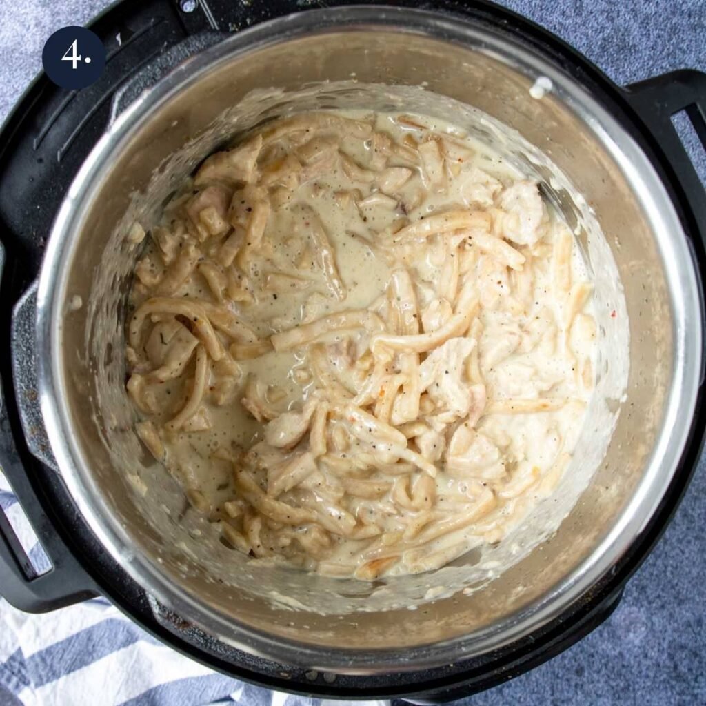 creamy chicken and egg noodles in the Instant Pot