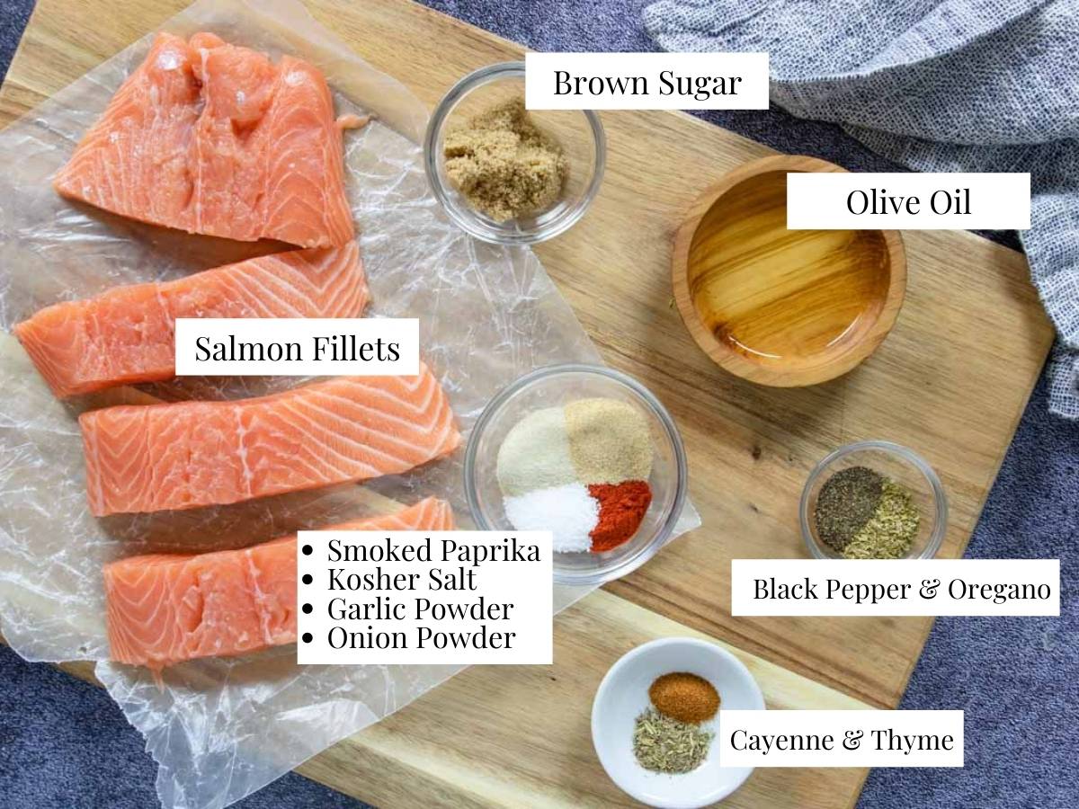 ingredients for Cajun Salmon with text overlay