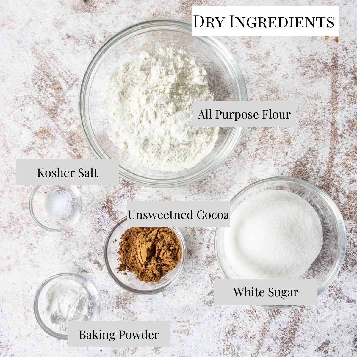 a list of dry ingredients with text on a table
