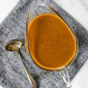 gravy in a glass gravy boat