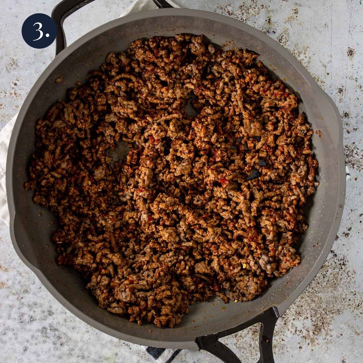spices added to cooked ground beef