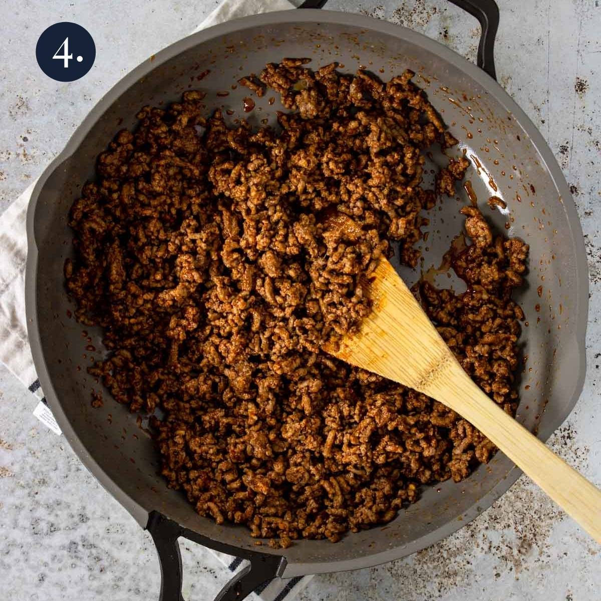 homemade taco meat in a skillet