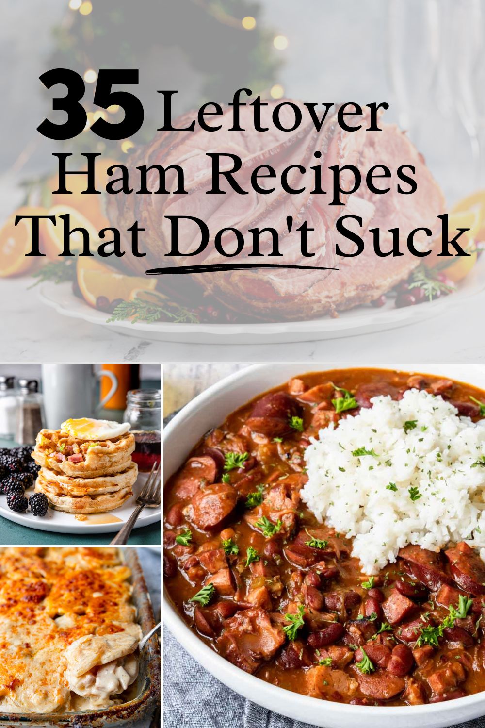 leftover ham recipes pin image with text overlay