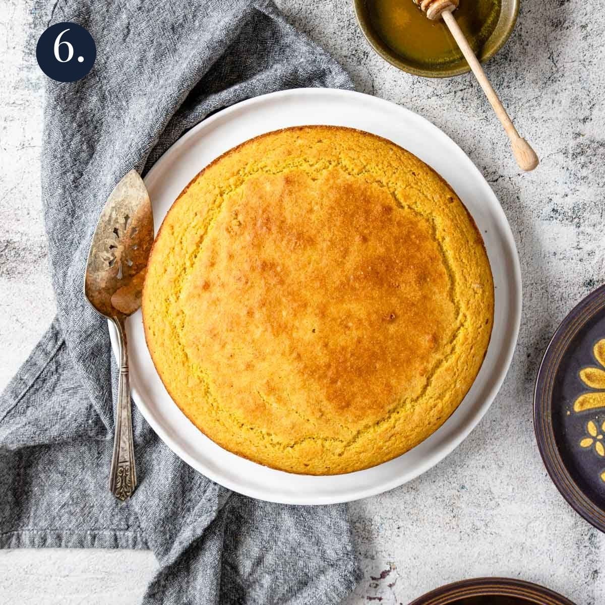 cornbread baked in a 9 inch round pan