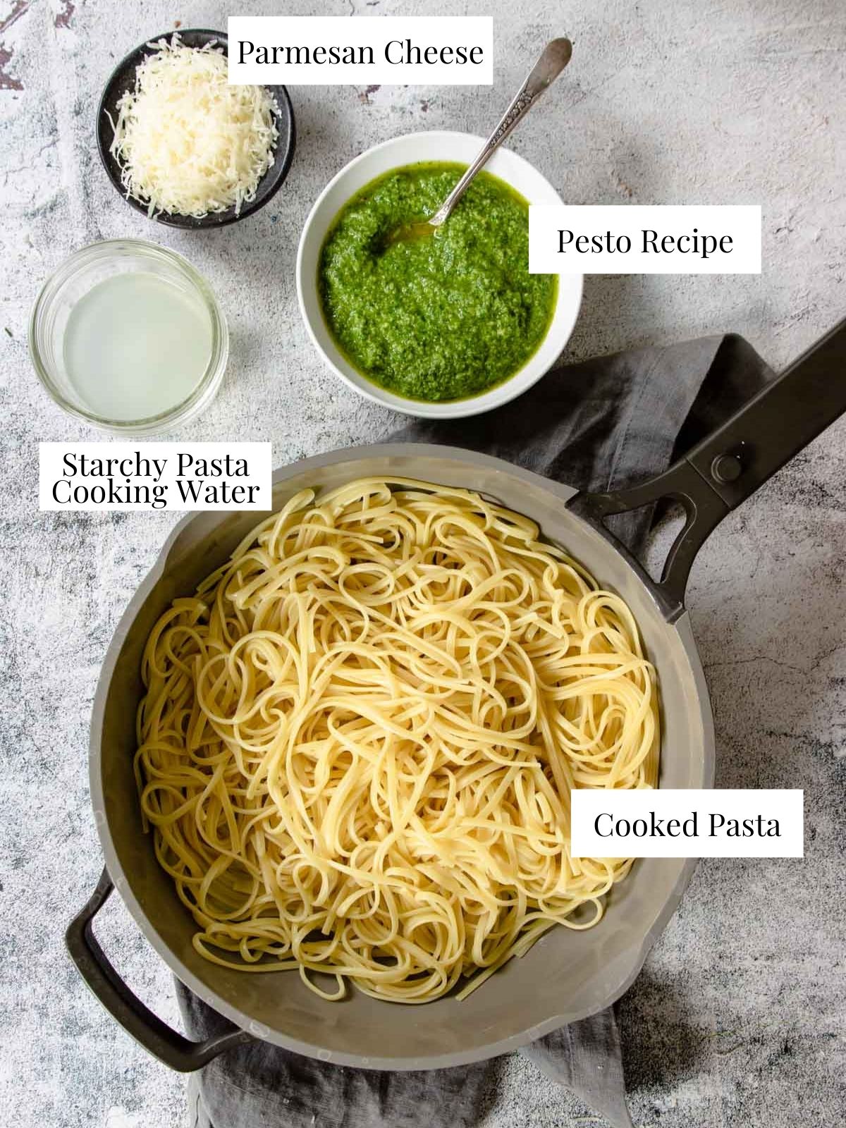 ingredients for pesto pasta 