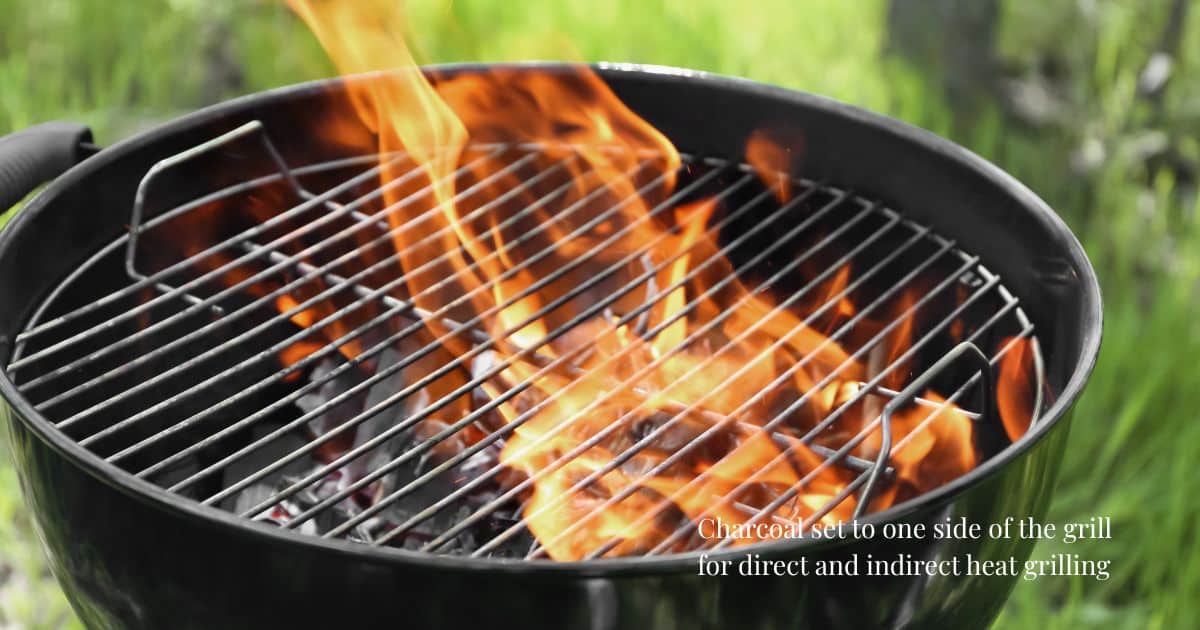 Charcoal grill with flames