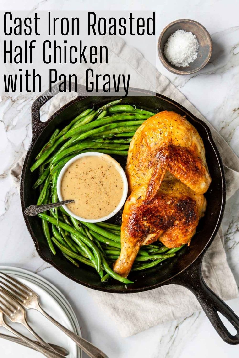 Cast Iron Roasted Half Chicken Video tutorial included!