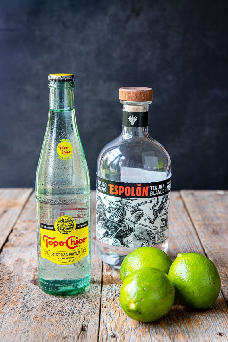 tequila, limes and Topo Chico 