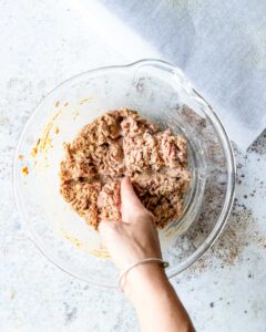 dividing turkey burger mix into 4 patties