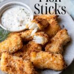 Pinterest image of fish sticks with text