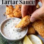pinterest image for homemade tartar sauce, with text