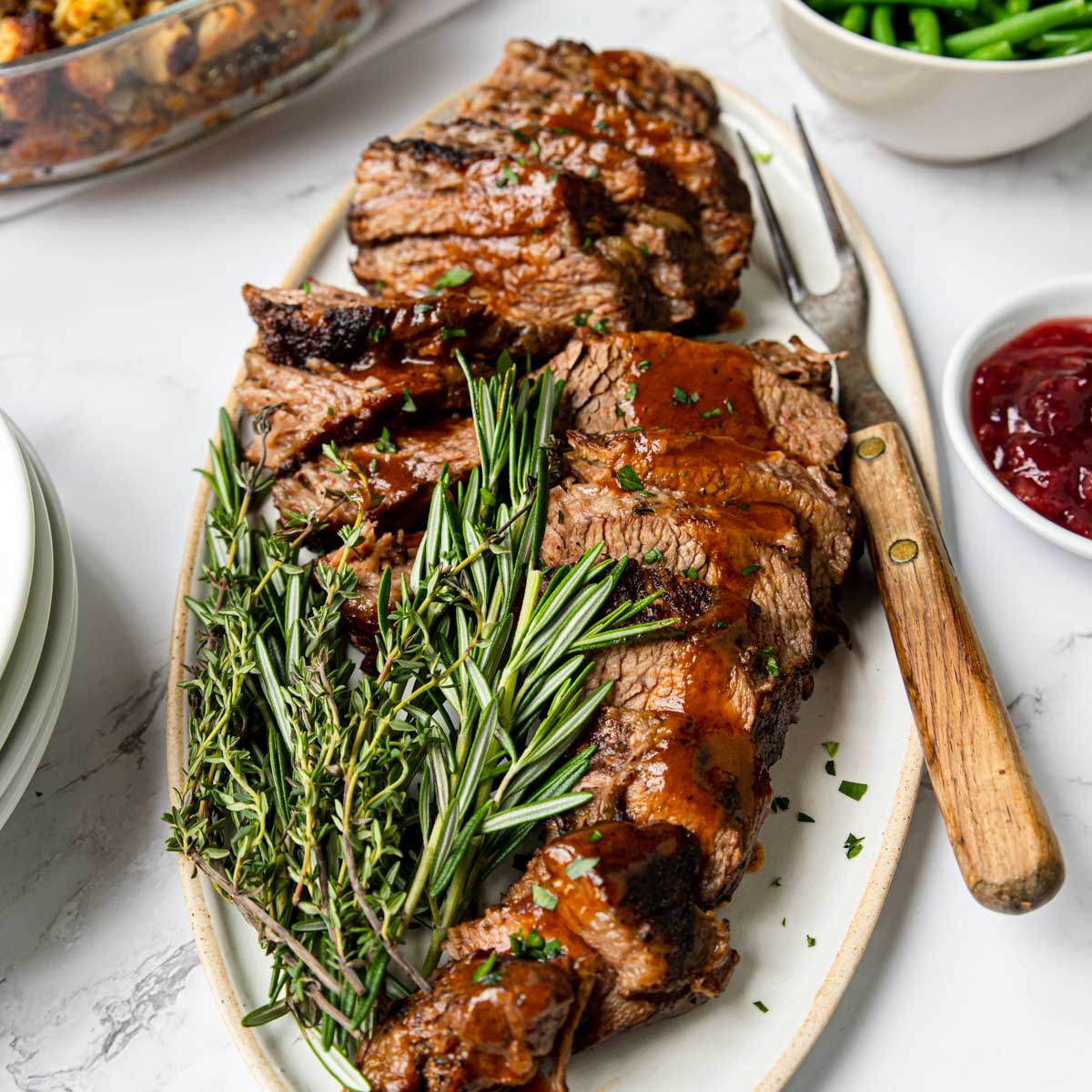 Braised Tri Tip with Red Wine Glaze - Mom's Dinner